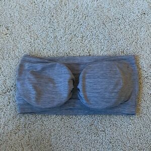 Gray strapless bra with removable pads